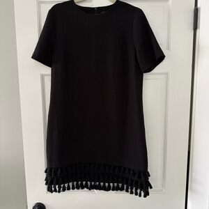 Zara Black Mini Dress with Tassel Hem - size medium